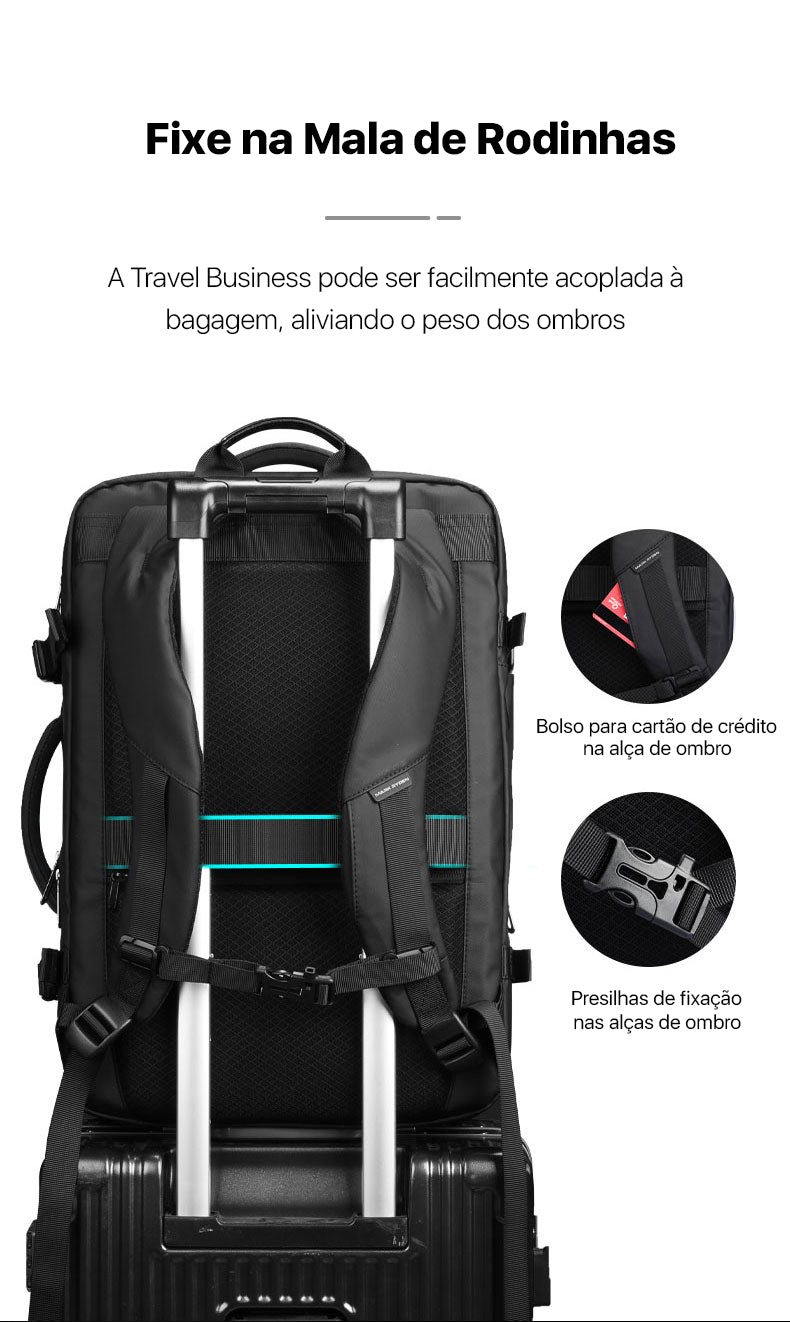 Mochila Expansível de Viagem 34L-45L e Negócios Notebook 17.3" Porta USB Dupla Modelo Business Travel