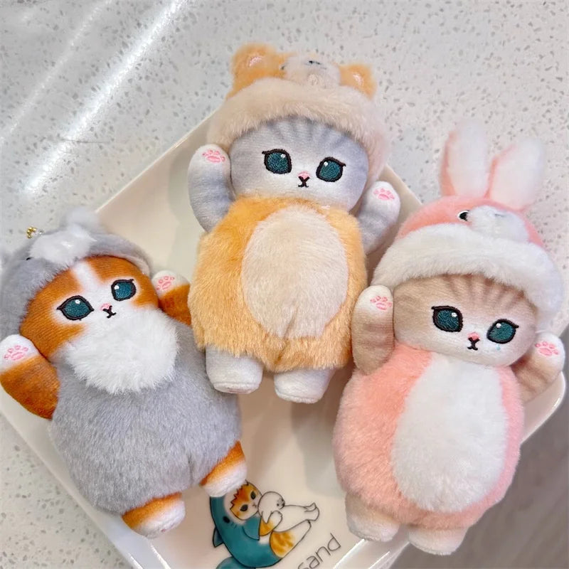 15cm Plush Cat Turn Into Tiger Wolf Cow Doll Toys Pendant Cute Plush Keychain Bag Pendant Christmas Gifts GatoGeek 