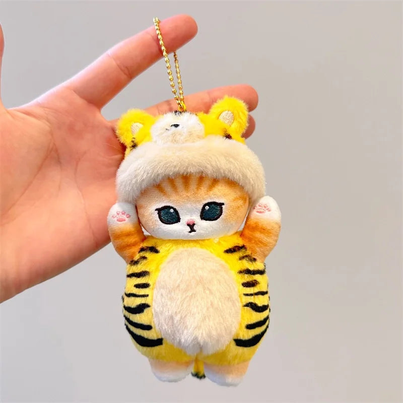 15cm Plush Cat Turn Into Tiger Wolf Cow Doll Toys Pendant Cute Plush Keychain Bag Pendant Christmas Gifts GatoGeek Tiger 