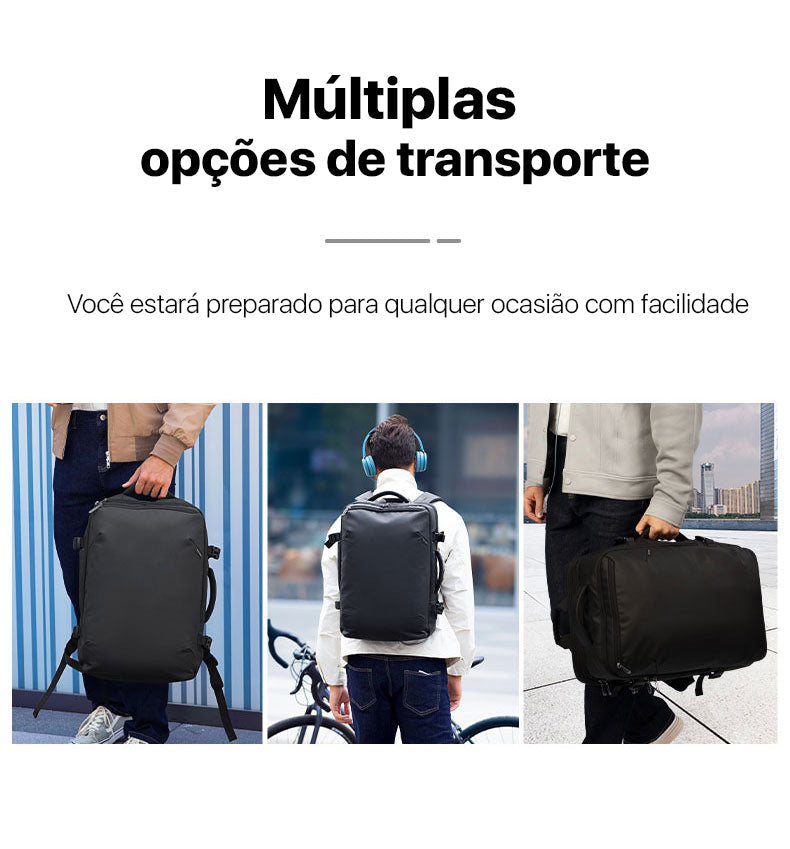 Mochila Expansível de Viagem 34L-45L e Negócios Notebook 17.3" Porta USB Dupla Modelo Business Travel