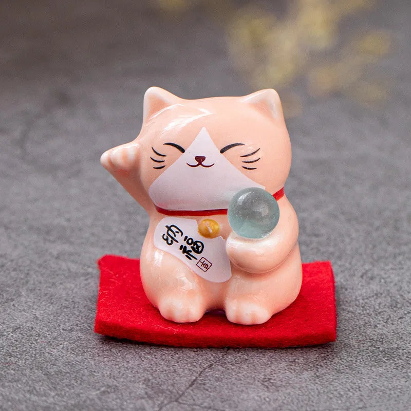 1Pc Lucky Cat Figurine Japan Cartoon Manek Neko Animal Model Miniatures Home Car Hotel Restaurant Decor Desktop Ornament New GatoGeek Light Pink 4.5x4.5x4cm 