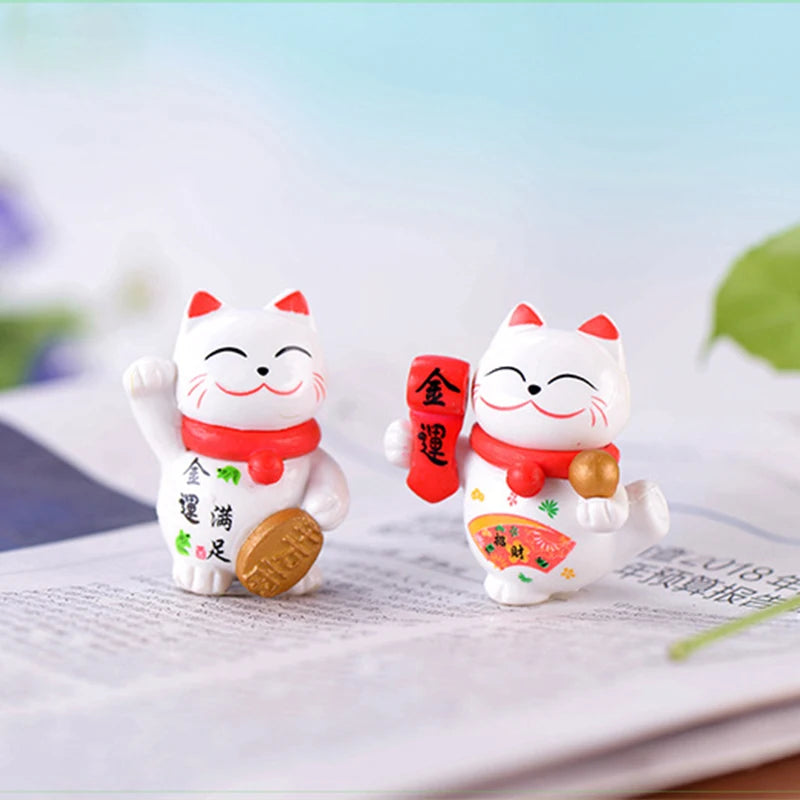 1PCS PVC Mini Lucky Cat Decoration Home Decor Kawaii Lucky Cat Maneki Neko Ornaments Creative Toy Miniature Figurines For Gift GatoGeek 