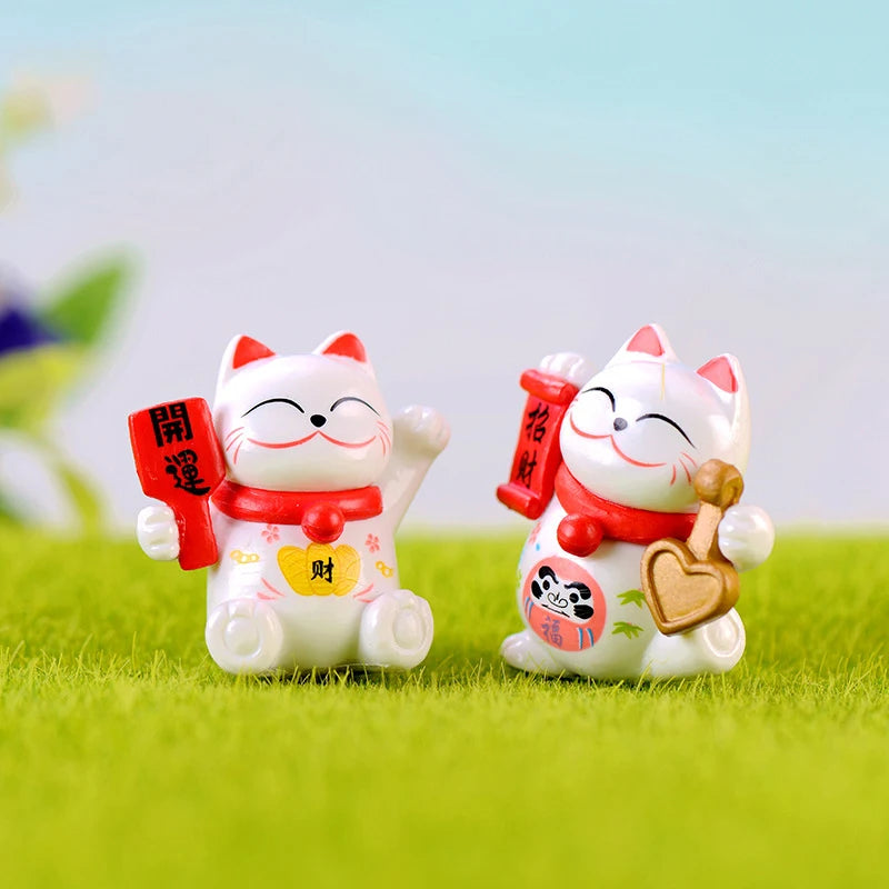 1PCS PVC Mini Lucky Cat Decoration Home Decor Kawaii Lucky Cat Maneki Neko Ornaments Creative Toy Miniature Figurines For Gift GatoGeek 