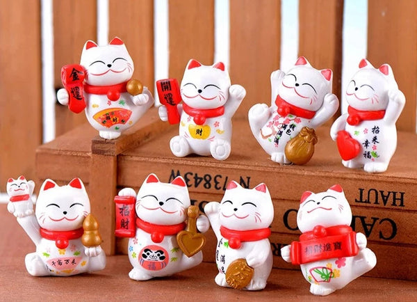 1PCS PVC Mini Lucky Cat Decoration Home Decor Kawaii Lucky Cat Maneki Neko Ornaments Creative Toy Miniature Figurines For Gift GatoGeek 