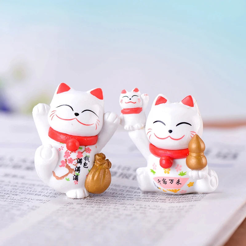 1PCS PVC Mini Lucky Cat Decoration Home Decor Kawaii Lucky Cat Maneki Neko Ornaments Creative Toy Miniature Figurines For Gift GatoGeek 