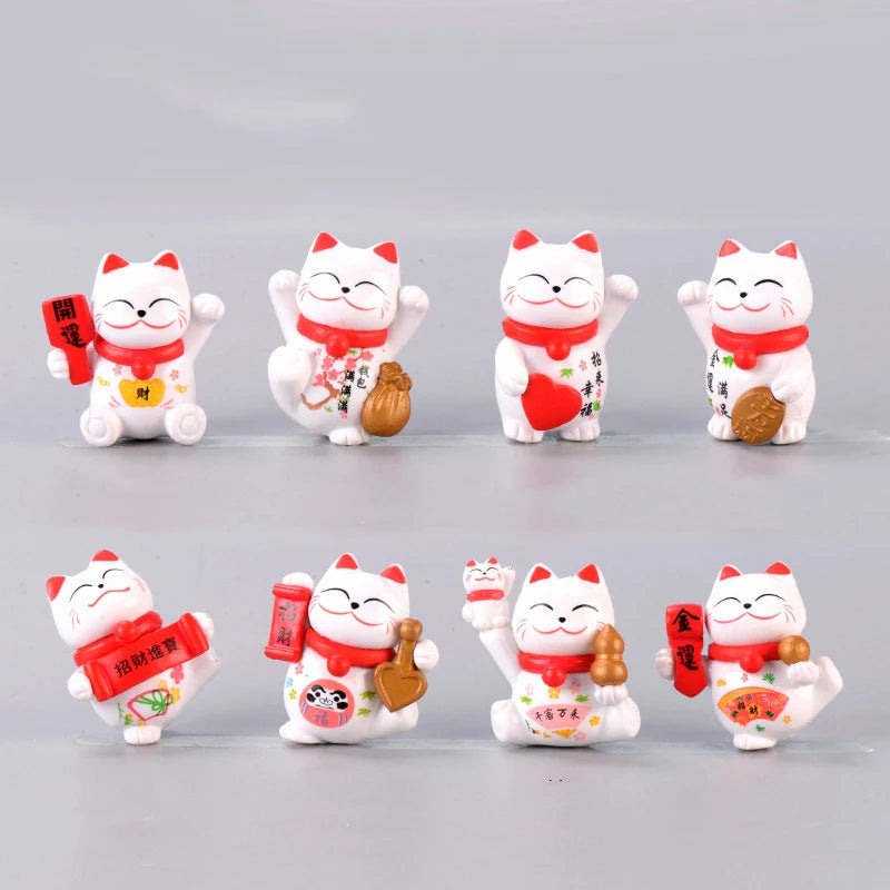 1PCS PVC Mini Lucky Cat Decoration Home Decor Kawaii Lucky Cat Maneki Neko Ornaments Creative Toy Miniature Figurines For Gift GatoGeek 