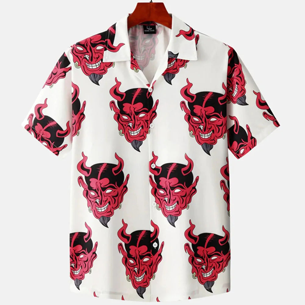 2022 Devil Horror 3d Hawaiian Shirt Man Loose Male Clothes Breathable Men's Shirts Summer Short Sleeve Shirt Top Men's Clothing GatoGeek devil522001 European size XS 