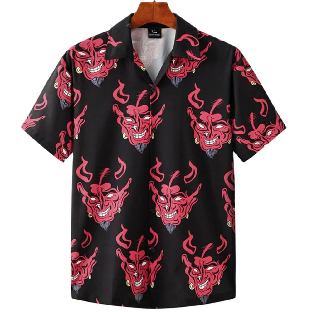 2022 Devil Horror 3d Hawaiian Shirt Man Loose Male Clothes Breathable Men's Shirts Summer Short Sleeve Shirt Top Men's Clothing GatoGeek devil522002 European size XS 
