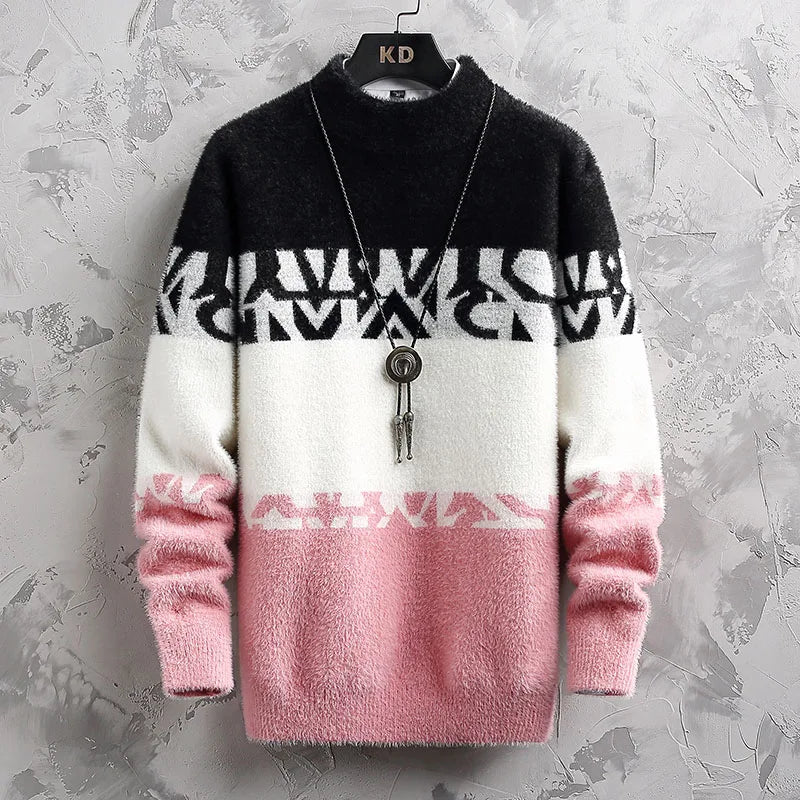 2023 Autumn and Winter New Fashion Trend Printed Elastic Sweater Men's Casual Loose Comfortable Warm Large Size Sweater M-3XL GatoGeek 