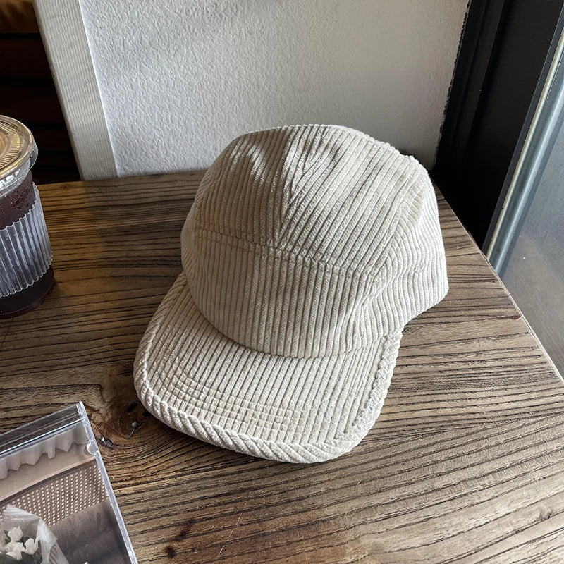 2023 New American Corduroy Baseball Cap Retro Big Brim Cap Spring Autumn Women Wash Old Soft Top Men Wide Brim Baseball Cap GatoGeek Cream Adjustable 