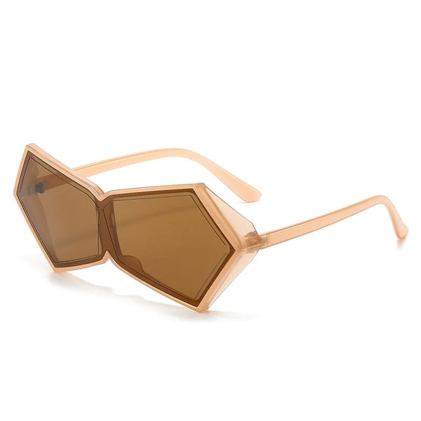 2024 New Fashion Vintage Punk One Piece Sunglasses Women Oversized One Piece Sun Glasses Female Geometric Shades Female Oculos GatoGeek Brown3493 as picture 