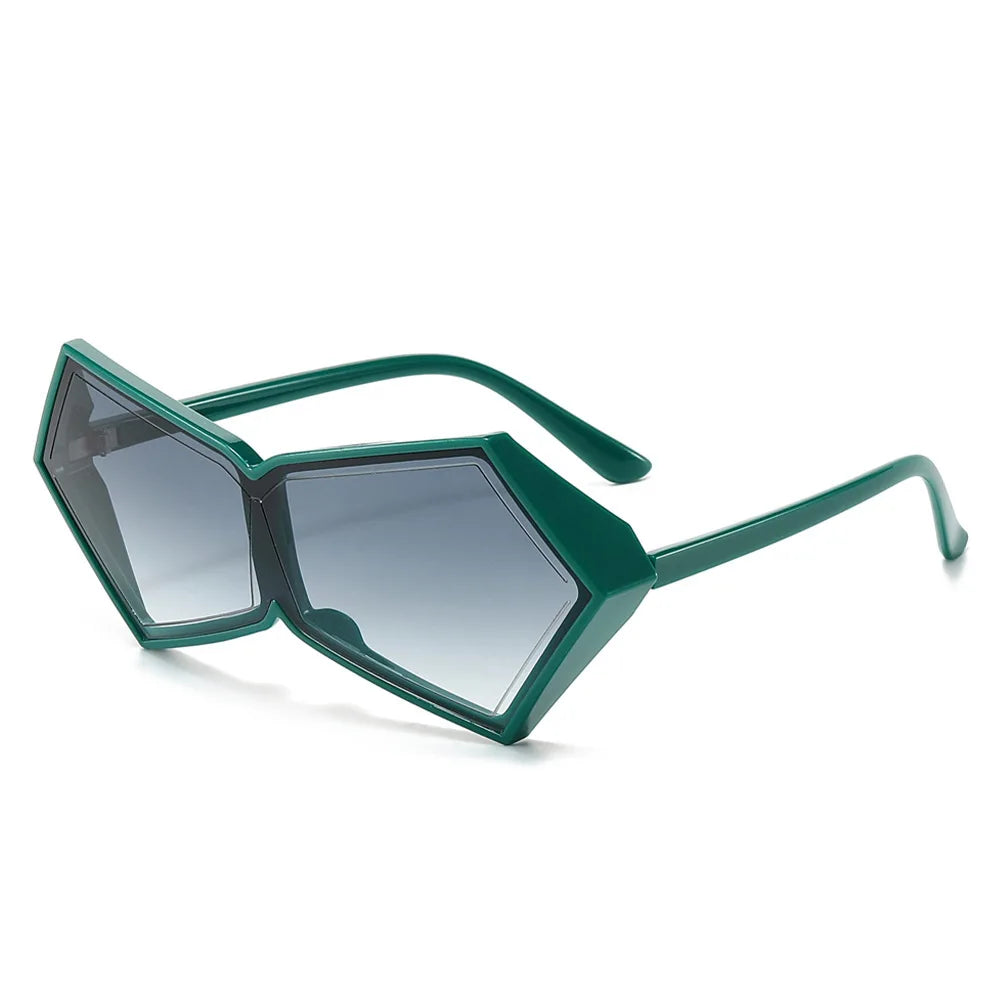 2024 New Fashion Vintage Punk One Piece Sunglasses Women Oversized One Piece Sun Glasses Female Geometric Shades Female Oculos GatoGeek Green3493 as picture 
