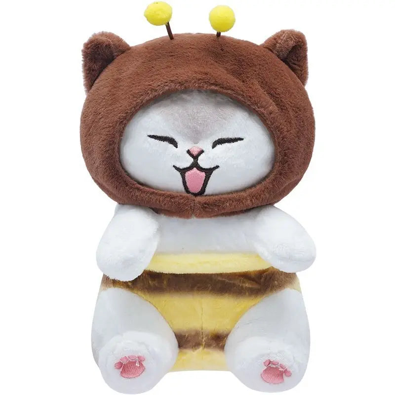 23cm Cartoon Shark Cat Turn in to Bee Plush Toys Cute Lovely Cat Animals Stuffed Dolls Homedecor Plush Pillow Girl Plush Gift GatoGeek Yin Jian Ceng 23cm 