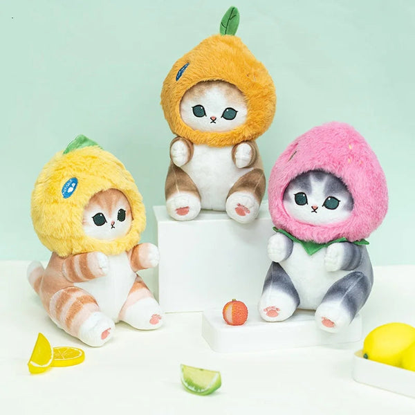 23cm Cute Shark Cat Turn into Strawberry Orange Blueberry Pineapple Plush Toys Cartoon Fruit Animals Stuffed Dolls Birthday Gift GatoGeek 