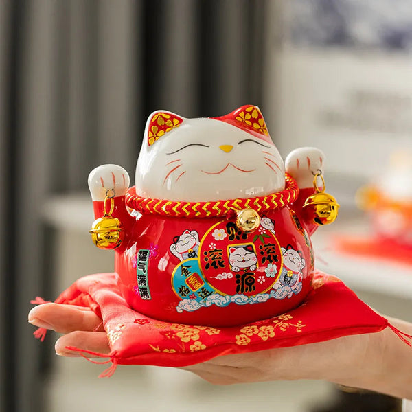 4.5 inch lucky cat creative ceramic home decoration small lucky cat piggy bank piggy bank car decoration desk decoration GatoGeek 