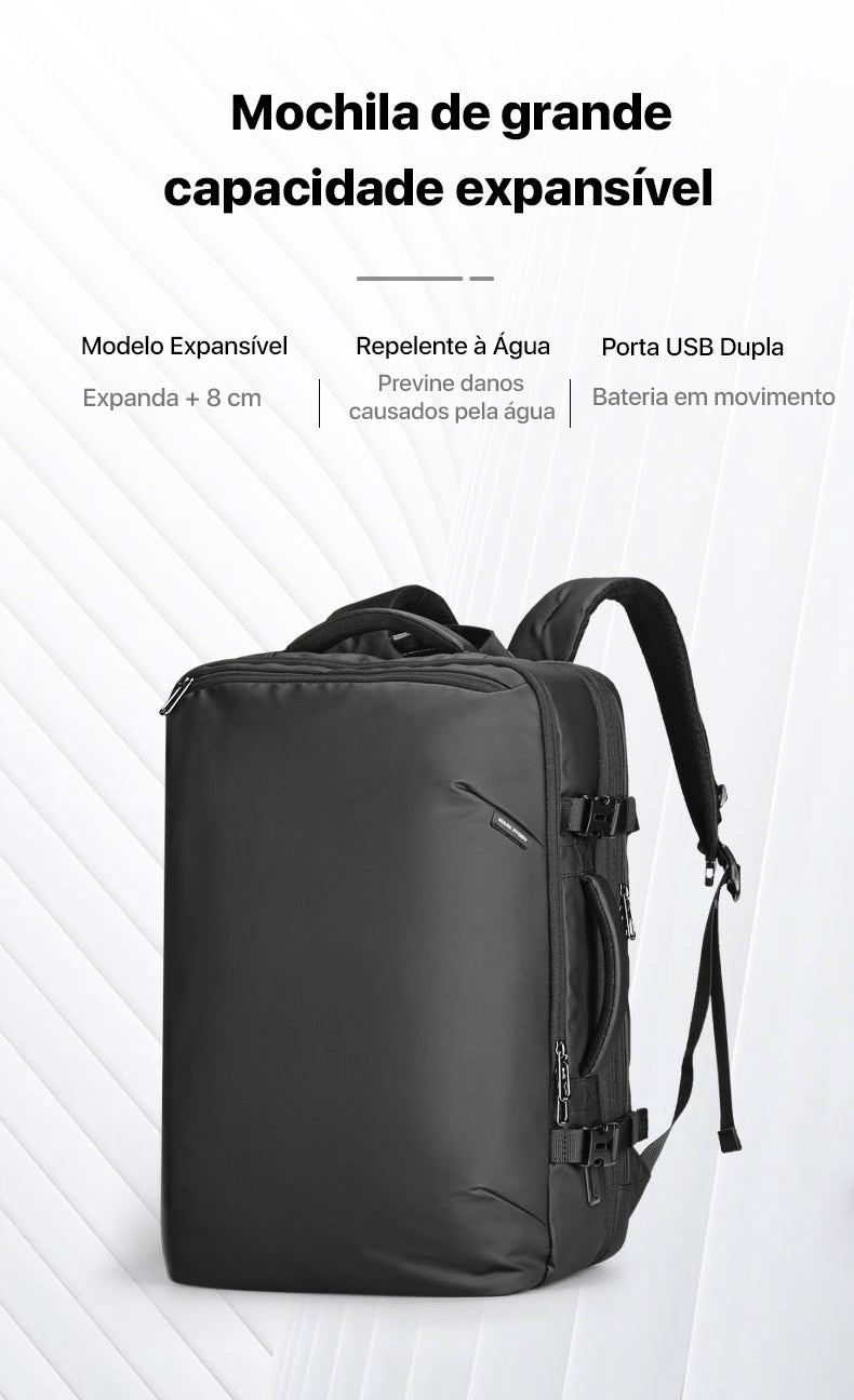 Mochila Expansível de Viagem 34L-45L e Negócios Notebook 17.3" Porta USB Dupla Modelo Business Travel