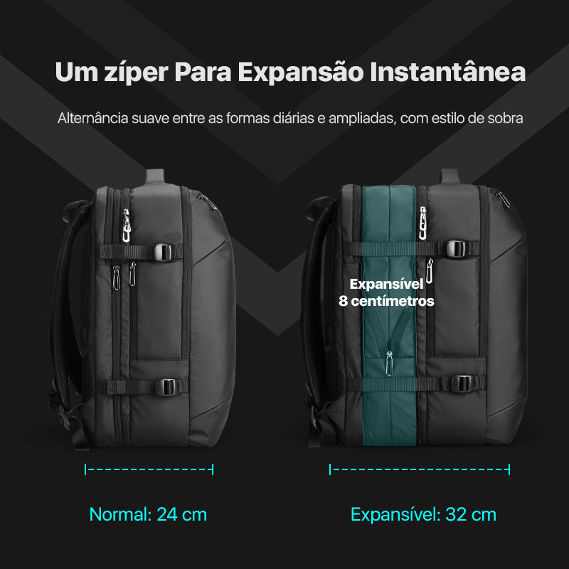 Mochila Expansível de Viagem 34L-45L e Negócios Notebook 17.3" Porta USB Dupla Modelo Business Travel