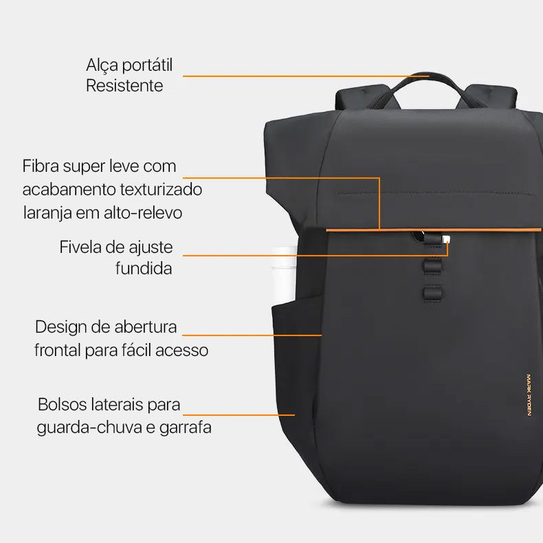 Mochila Expansível Executiva Para Notebook 17" Viagem Modelo Orange Crush Mark Ryden