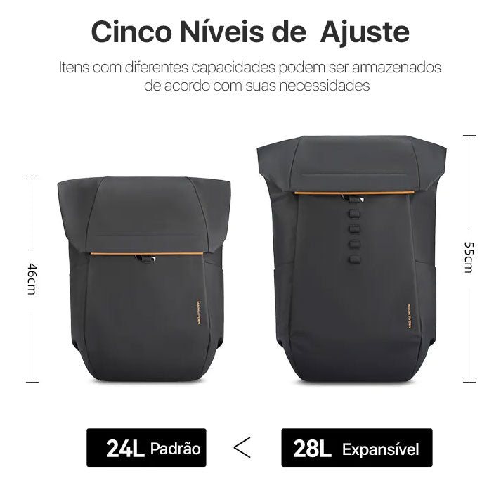 Mochila Expansível Executiva Para Notebook 17" Viagem Modelo Orange Crush Mark Ryden