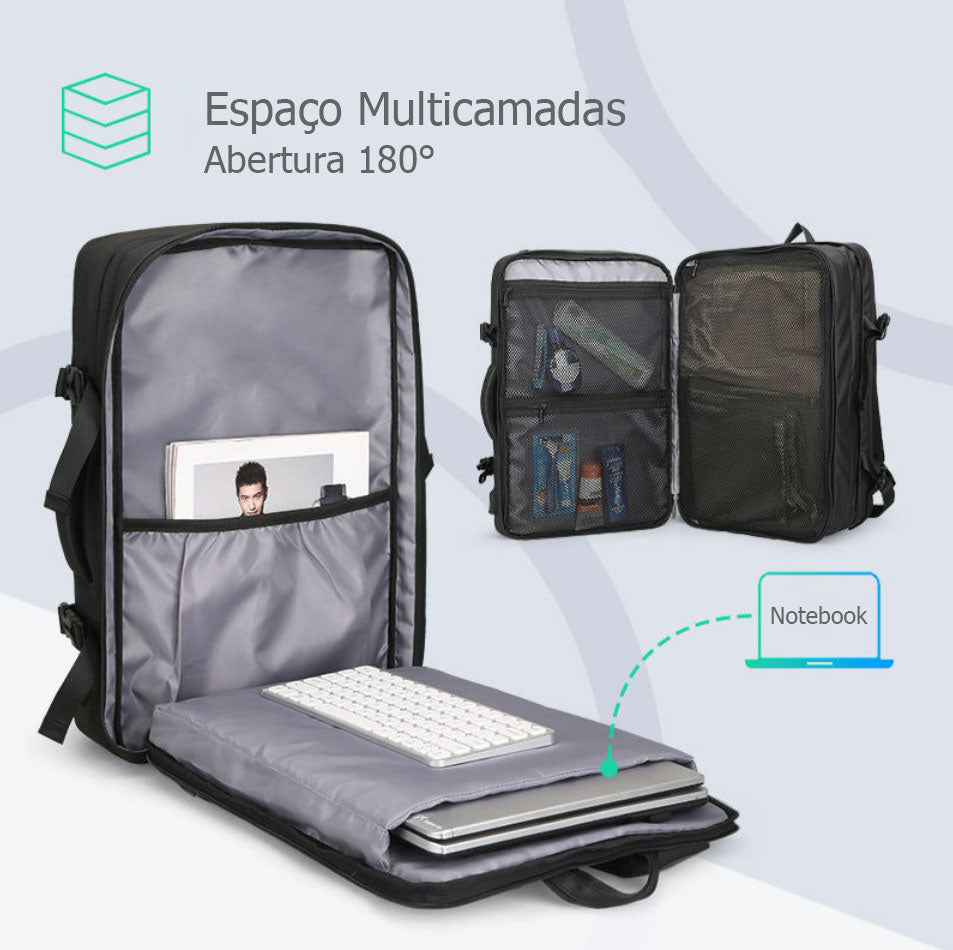 Mochila Expansível 22L a 37L Executiva de Viagem Para Notebook 17" Modelo Executive Pro Mark Ryden