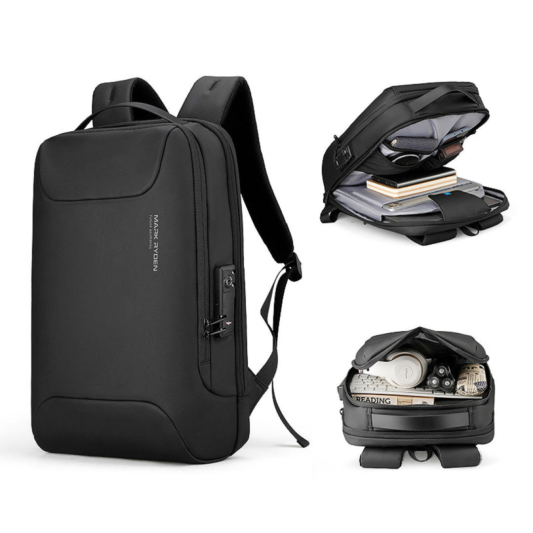 Mochila Executiva com Trava TSA À Prova d'Água p/ Notebook 15.6" Modelo City Black Mark Ryden