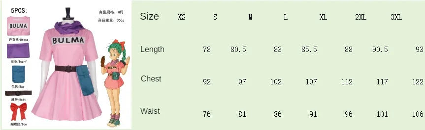 Fantasia Cosplay Adulto e Infantil Bulma, Vestido Rosa Kawaii 90s