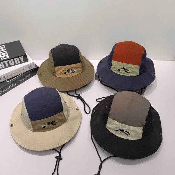American Retro Color Matching Bucket Hat Men Summer Quick-drying Sun Breathable Sun Hat Women Outdoor Mountaineering Camping Hat GatoGeek 