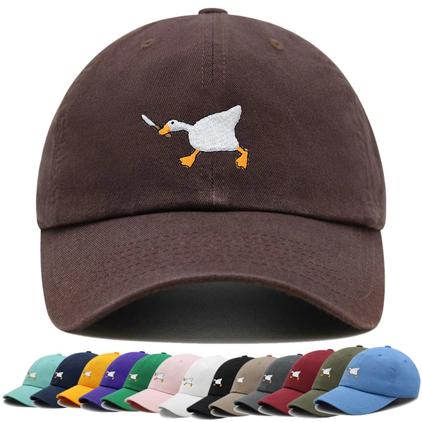 Biting Knife White Goose Baseball Cap Interest Embroidered Duck Dad Hat Cotton Adjustable Unisex GatoGeek 