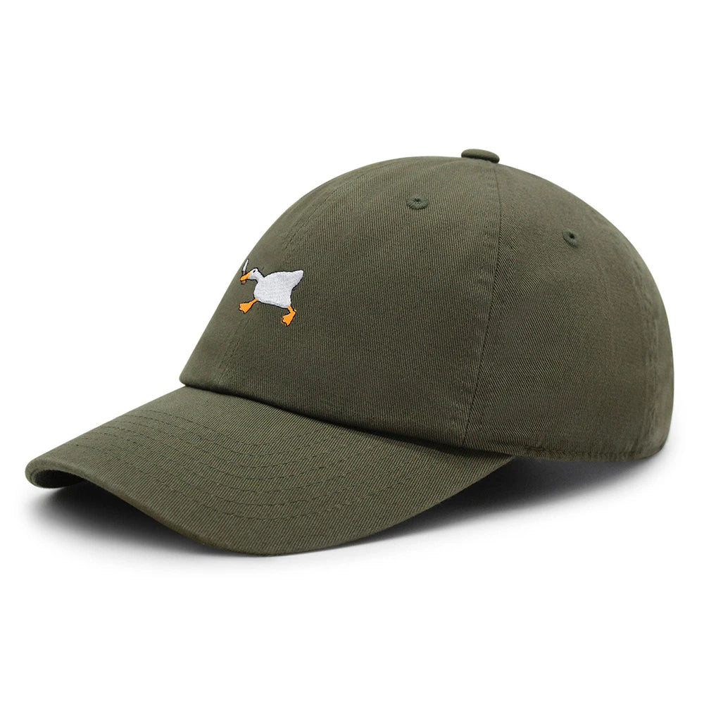 Biting Knife White Goose Baseball Cap Interest Embroidered Duck Dad Hat Cotton Adjustable Unisex GatoGeek Army Green M 