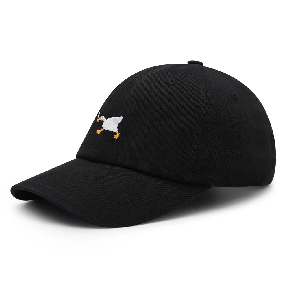 Biting Knife White Goose Baseball Cap Interest Embroidered Duck Dad Hat Cotton Adjustable Unisex GatoGeek Black M 