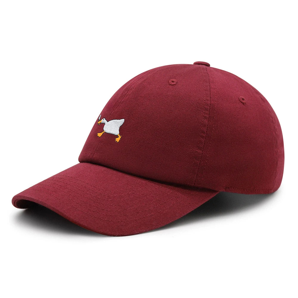 Biting Knife White Goose Baseball Cap Interest Embroidered Duck Dad Hat Cotton Adjustable Unisex GatoGeek Burgundy M 