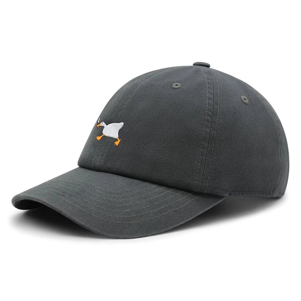 Biting Knife White Goose Baseball Cap Interest Embroidered Duck Dad Hat Cotton Adjustable Unisex GatoGeek Dark Grey M 