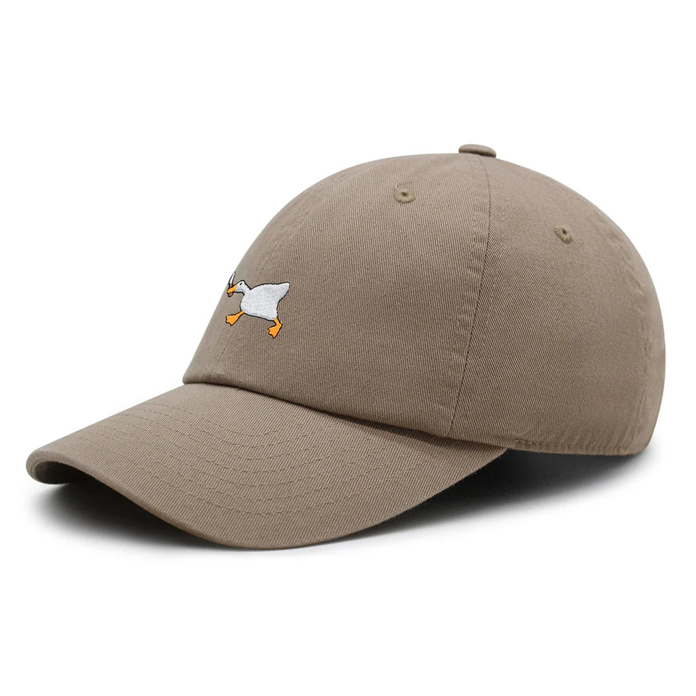 Biting Knife White Goose Baseball Cap Interest Embroidered Duck Dad Hat Cotton Adjustable Unisex GatoGeek Khaki M 