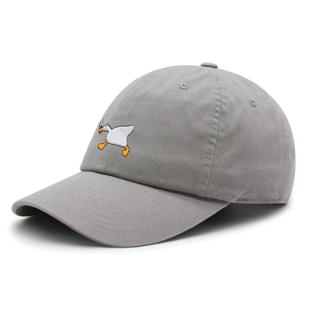 Biting Knife White Goose Baseball Cap Interest Embroidered Duck Dad Hat Cotton Adjustable Unisex GatoGeek LIGHT GRAY M 