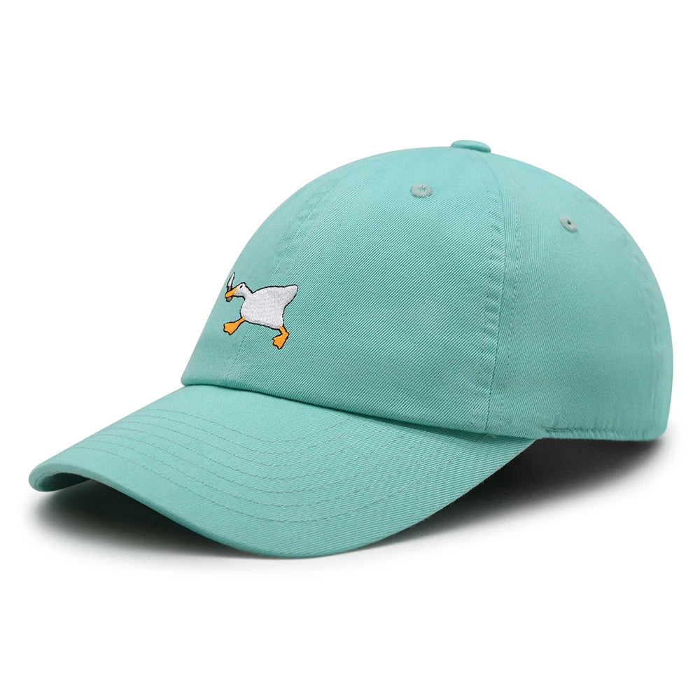 Biting Knife White Goose Baseball Cap Interest Embroidered Duck Dad Hat Cotton Adjustable Unisex GatoGeek Light green M 