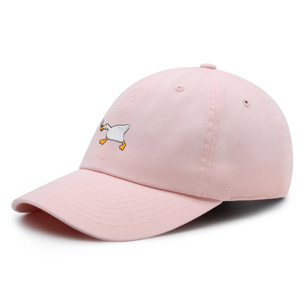 Biting Knife White Goose Baseball Cap Interest Embroidered Duck Dad Hat Cotton Adjustable Unisex GatoGeek Pink M 