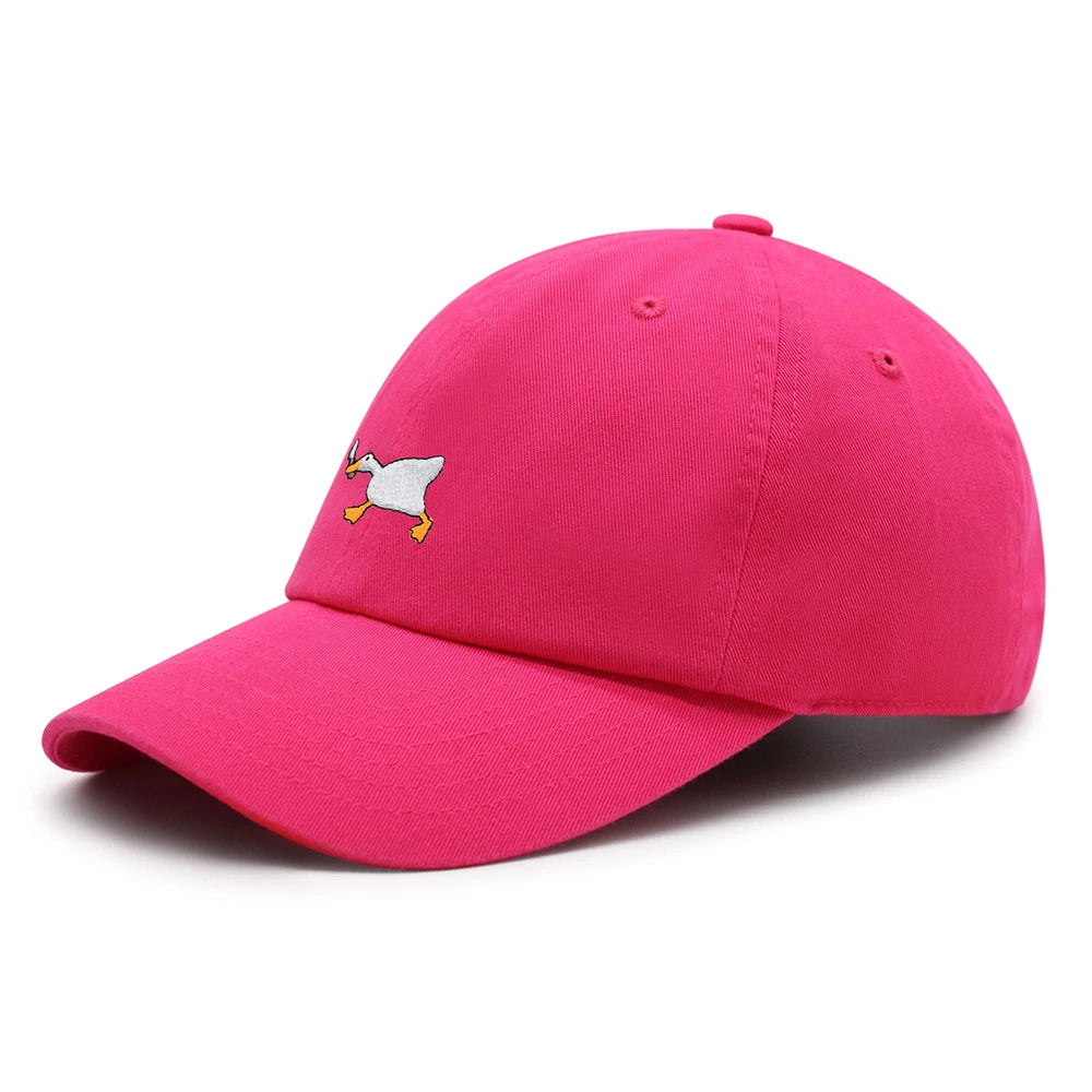 Biting Knife White Goose Baseball Cap Interest Embroidered Duck Dad Hat Cotton Adjustable Unisex GatoGeek Rose Red M 