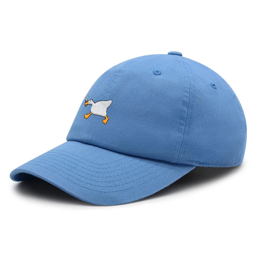 Biting Knife White Goose Baseball Cap Interest Embroidered Duck Dad Hat Cotton Adjustable Unisex GatoGeek Sky blue M 