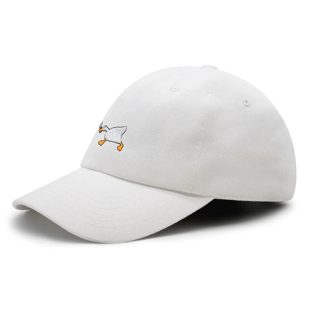 Biting Knife White Goose Baseball Cap Interest Embroidered Duck Dad Hat Cotton Adjustable Unisex GatoGeek WHITE M 