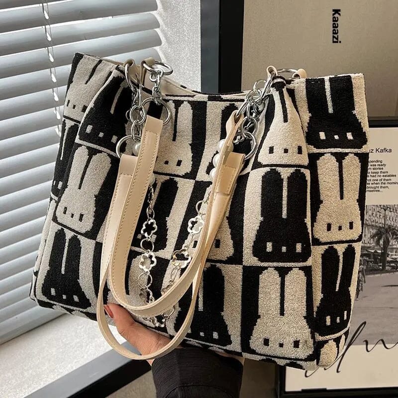 Bolsa de Ombro Casual Coelhos Bolsas e Mochilas GatoGeek Bege 