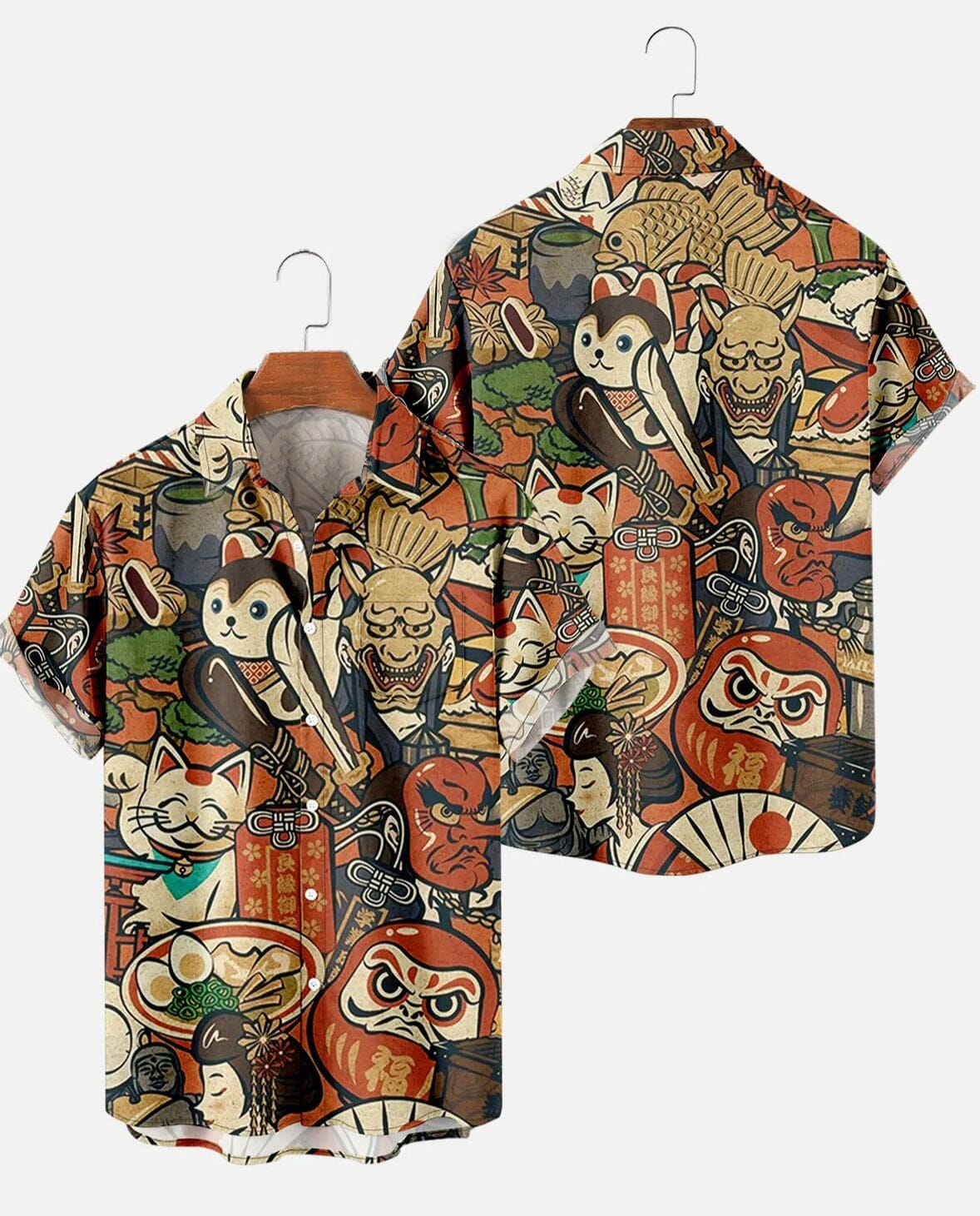 Camisa Casual com Estampas Japonesas Camisa GatoGeek Mix de Estampas PP (S) 