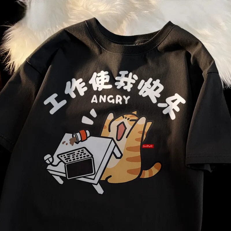 Camiseta Cat Angry Camiseta GatoGeek Preta PP (S) 