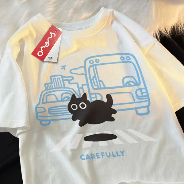 Camiseta Cat Carefully camiseta GatoGeek Branco PP (S) 