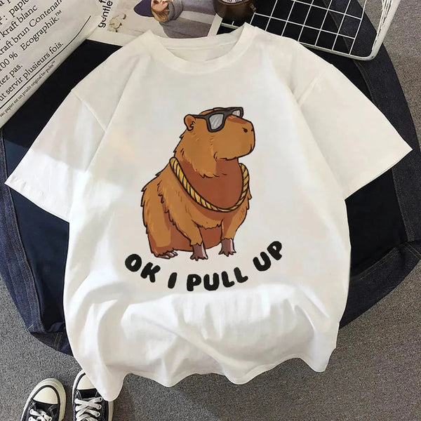 Camiseta Fofa Meme de Capivara "Ok I Pull Up" Camiseta GatoGeek P (M) 