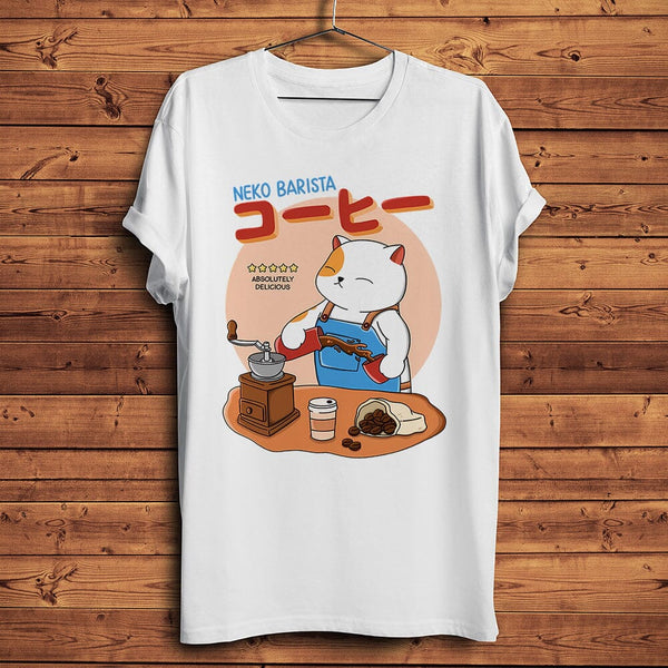 Camiseta Gato Barista Kawaii Side 