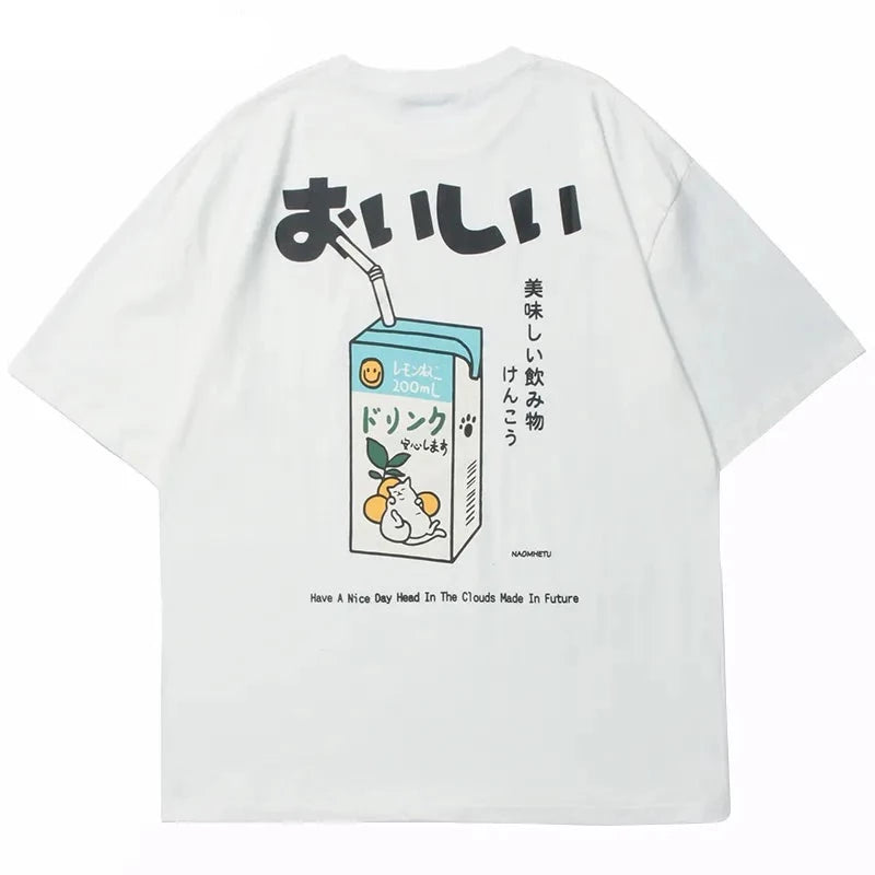 Camiseta Kanji Drink Streetwear Camiseta GatoGeek Branco PP (S) 