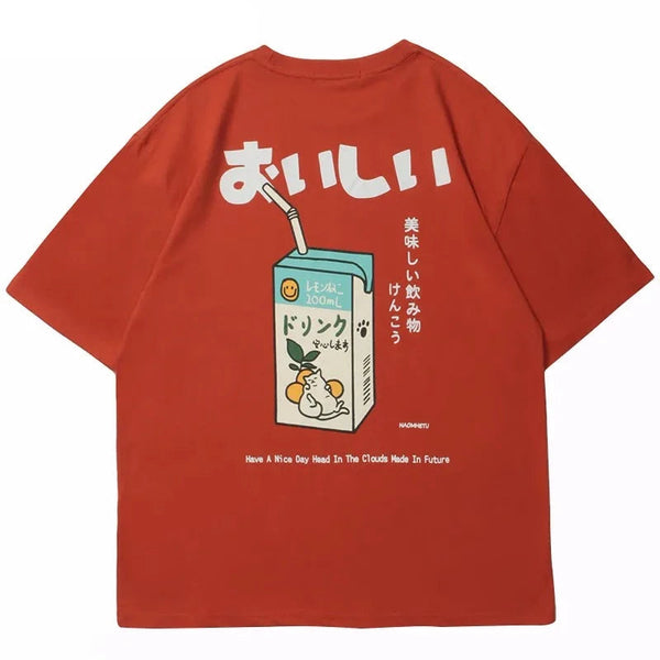 Camiseta Kanji Drink Streetwear Camiseta GatoGeek Vermelha PP (S) 