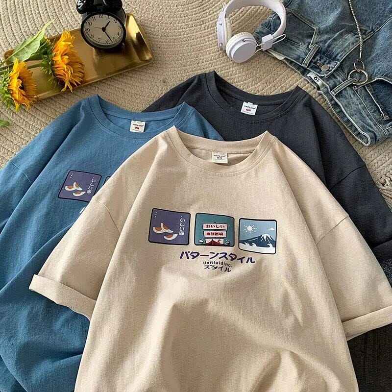 Camiseta Streetwear Oversized Egg and Fuji Camiseta GatoGeek 