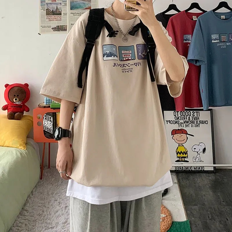 Camiseta Streetwear Oversized Egg and Fuji Camiseta GatoGeek Bege PP (S) 