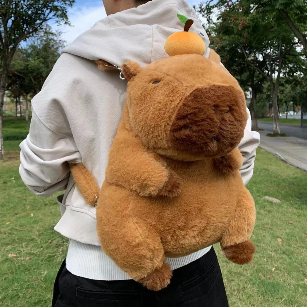 Capybara Plush Backpack Kawaii Fashion Plushie Doll Fur Bag Children's Bag Shoulder Bag Mini Knapsack Bags Gifts For Girlfriend GatoGeek CPBLA Backpack One size 